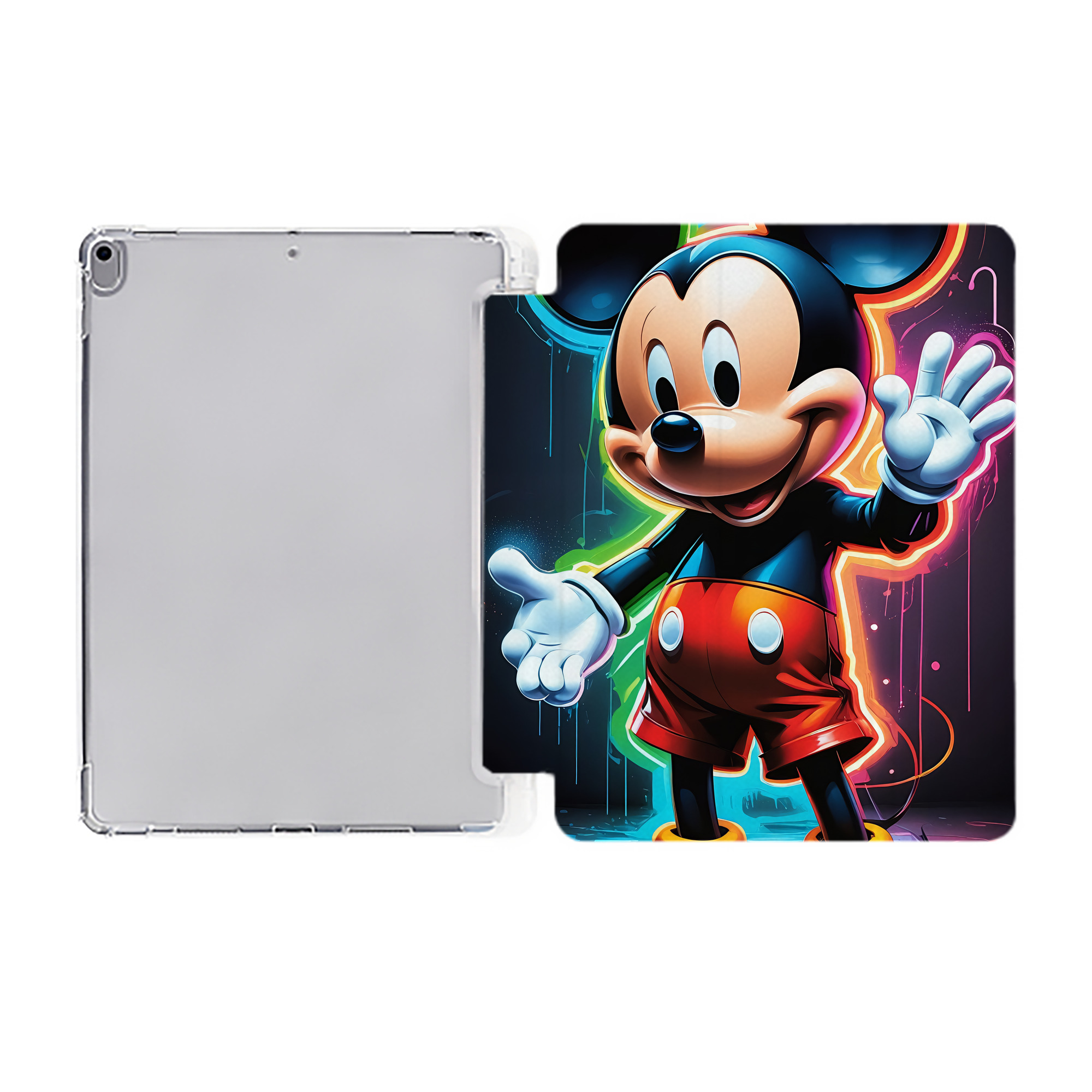 （画像用） ミッキーマウス Mickey Mouse IPad ケース ペン収納付き 三つ折りスタンド PUレザー×シリコン 対応機種9.5/10.5/10.9インチ
